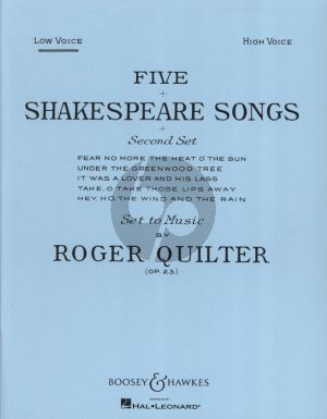 Quilter 5 Shakespeare Songs Op.23 Set 2 Low Voice and Piano