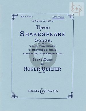 3 Shakespeare Songs Op.6 Set 1 for Low Voice and Piano