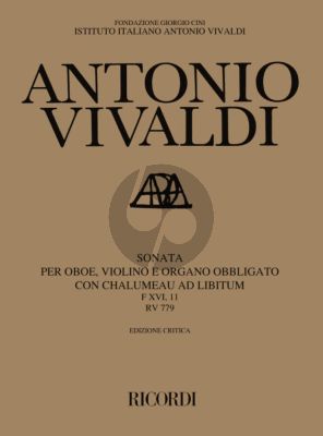 Vivaldi Sonata RV 779 - F.XVI:11 Oboe-Violin-Organ obligato with Chalumeau ad lib. (Score/Parts)