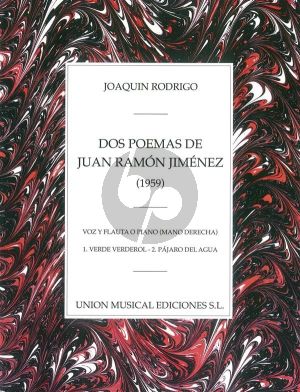 Rodrigo 2 Poemas de Jimenez Soprano Voice and Flute