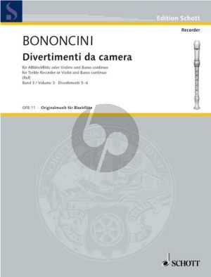 Bononcini Divertimenti da Camera Vol.3 Treble Rec.[Fl./Ob./Vi.]) (Violonc.[Viola da Gamba ad lib.) mit Bc (Hugo Ruf)