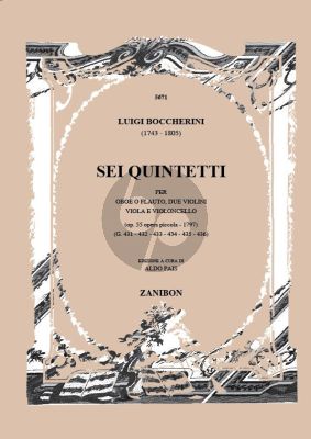 Boccherini 6 Quintetti Op.55 Oboe[Flute]-2 Vi.-Va.-Vc. (Score)