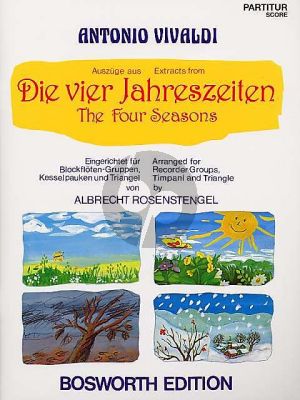 Vivaldi 4 Jahreszeiten 4 Blockflöten (mit Triangel und Pauken) (Partitur und Stimmen) (Albrecht Rosenstengel)