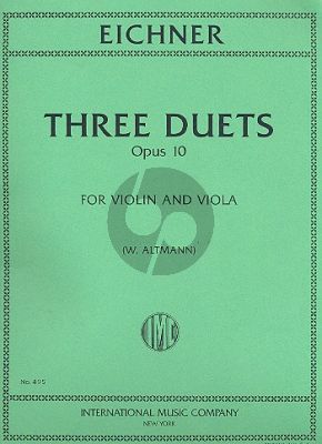 Eichner 3 Duets Op.10 Violin and Viola (Wilhelm Altmann)