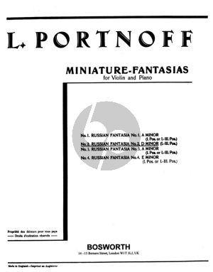 Portnoff Russian Fantasia No.2 D-minor Violin and Piano (1st- 3rd Position)
