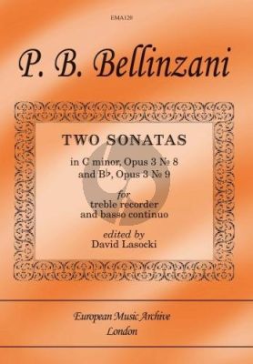 Bellinzani 2 Sonatas Op.3 No.8-9 Treble Recorder-Bc (David Lasocki)