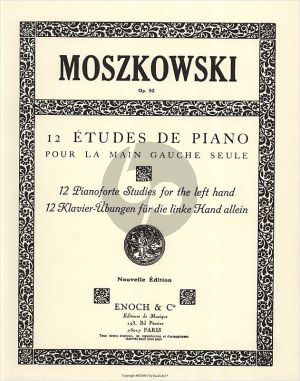 Moszkowksi 12 Etudes de Piano pour la Main Gauche Op.92 (12 Studies for the Left Hand / 12 Studien fur Linken Hand)