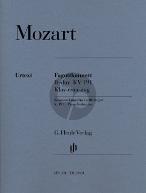 Mozart Concerto B-flat major KV 191 (186e) (Bassoon-Orch.) Edition Bassoon and Piano (Piano reduction by Siegfried Petrenz, Edited by Ernst Hettrich, Cadenzas by Robert D. Levin) (Henle-Urtext)
