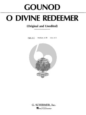Gounod O Divine Redeemer High Voice in C and Piano