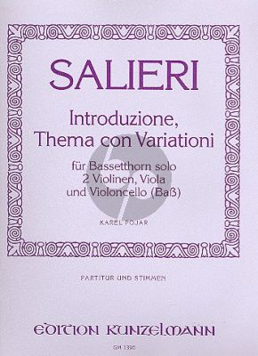 Salieri Introduzione Thema con Variationi Bassetthorn- 2 Vi.- Va.-Vc.[Bass] (Part./St.) (Pojar)