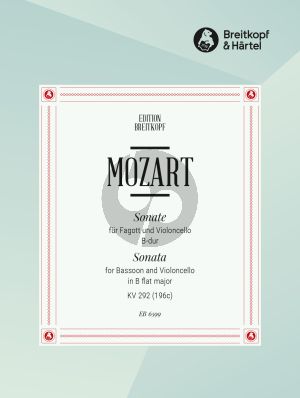 Mozart Sonate B-dur KV 292 (196c) fur Fagott und Violoncello Partitur