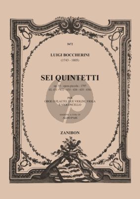 Boccherini 6 Quintetti Op.55 Oboe[Flute]-2 Vi.-Va.-Vc. (Parts)