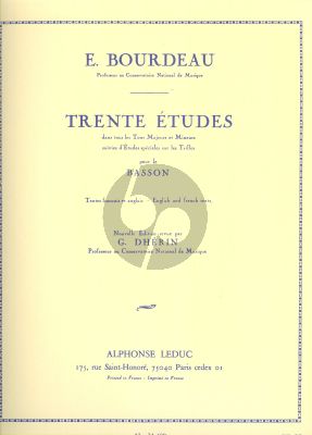 Bourdeau 30 Etudes dans tous les Tons Majeurs et Mineurs suivies d'Etudes speciales sur les Trillers