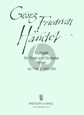 Handel Konzert d-moll Op.7 No.4 HWV 309 Orgel-Orchester Partitur (ed. Ton Koopman)