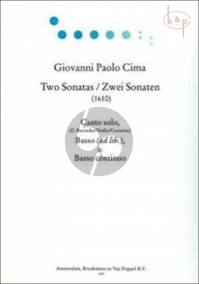 Cima 2 Sonatas per Canto (Soprano Recorder or Violn or Cornetto) (edited by Thiemo Wind) (Continuo by Cynthia Wilson)
