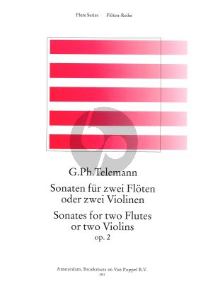 Telemann 6 Sonaten Op.2 (TWV 40:101-106) 2 Flutes (or 2 Violins) (Jochen Gartner) (interm.level)