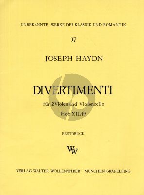 Haydn 12 Divertimenti Hob.XII:19 2 Violas und Violoncello Stimmen (Erstdruck) (Herausggegeben von Heinz Freudenthal)