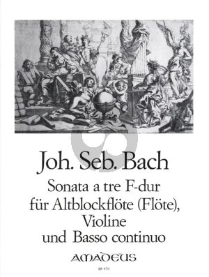 Bach Triosonate F-dur Altblockflote[Flote], Violine und Bac Partitur und Stimmen (Continuo Aussetzung Fred Matter)