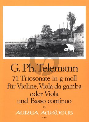 Telemann 71. Triosonate g-moll TWV 42:g10 fur Violine Viola da Gamba [Viola] und Bc Partitur und Stimmen (Herausgeber Bernhard Pauler - Continuo Willy Hess)