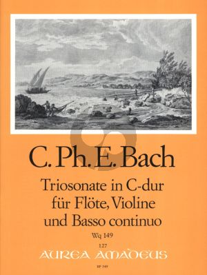 Bach Triosonate C-dur Wq 149 Flöte[Oboe/Violine]-Violine-Bc (Part./Stimmen) (Herausgegeben von Manfredo Zimmermann)