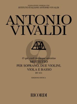 Vivaldi O qui coeli terraeque serenitas RV 631 Soprano-2 Violins-Viola-Basso (Full Score)
