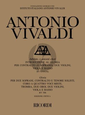 Vivaldi Jubilate, o amoeni RV 639/639a - Gloria, RV 588 Full Score (Michael Talbot)