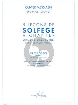 Messiaen 5 Lecons de Solfege a Chanter (Cle de Sol/Treble Clef avec/with Pianoaccomp.)