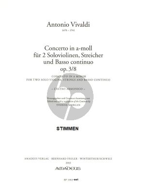 Vivaldi Concerto a-minor Op.3 No.8 (RV 522) (L'Estro Armonico) (2 Vi-Str-Bc) (Parts) (Set 3 - 3 - 2 - 2 - 1) (edited by Yvonne Morgan)