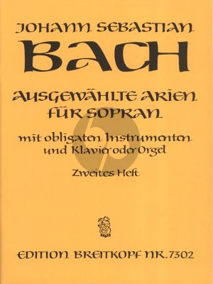 Bach Ausgewahlte Arien Vol.2 (Sopran Stimme mit Obligate Instrumente (Fl./Ob./Vi.]-Klavier[Orgel) (Score/Parts) (Eusebius Mandyczewski)