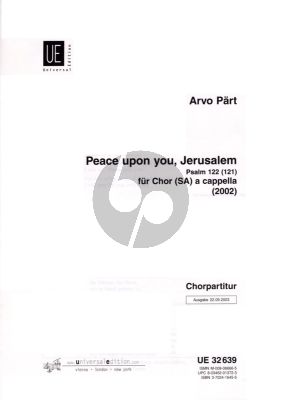 Part Peace upon you, Jerusalem (2002) Psalm 122(121) (SA a Cappella) Chorpartitur