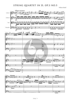 Shield String Quartet D-Major Op.3 No.5 (Parts) (edited by Robert Hoskins)