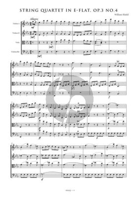 Shield String Quartet E-flat Major Op.3 No.4 (Parts) (edited by Robert Hoskins)