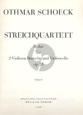 Schoeck Quartett No.1 Op.23 D-dur 2 Vi.-Va.-Vc. (Stimmen)