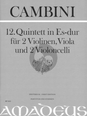 Cambini Quintet No.12 E-flat major 2 Violins-Viola-2 Violoncellos (Score/Parts) (Bernhard Pauler)