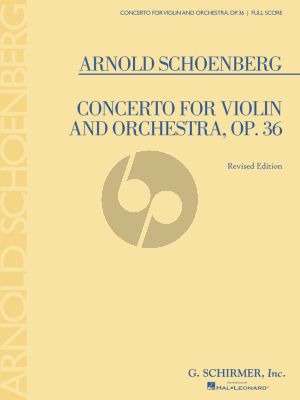 Schoenberg Concerto Op. 36 Violin and Orchestra (Full Score)