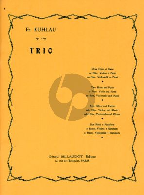 Kuhlau Trio Op.119 for 2 Flutes [Flute/Violon or Flute/Violoncello] and Piano