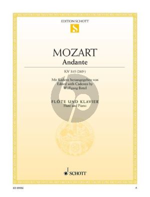 Mozart Andante KV 315 (285e) (Cadenza by Wolfgang Birtel) Flote-Klavier