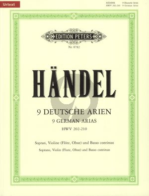 Handel 9 deutsche Arien HWV 202 - 210 Sopran-Violine [Flöte/Oboe]-Bc (Part./Stimmen) (Jürgen Blume)