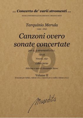 Merula Canzoni overo Sonate Concertate per Chiesa e Camera (Libro Terzo) Op.12 (Venezia, 1637) 2-3 Instruments and Bc (Score/Parts)