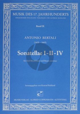 Bertali Sonatellae I-II-IV fur 5 Blockfloten (oder andere Instrumente Blaser-Streicher) und Bc Partitur (Herausgegeben von Konrad Ruhland)