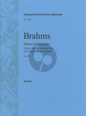 Brahms Neue Liebeslieder Op. 65 SATB-Klavier 4 Hande (Herausgegeben von E. Mandyczewski)