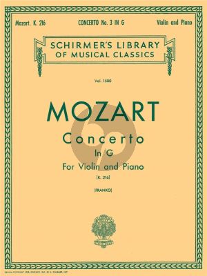 Mozart Concerto G-major KV 216 Violin and Orchestra (piano reduction) (Sam Franco)