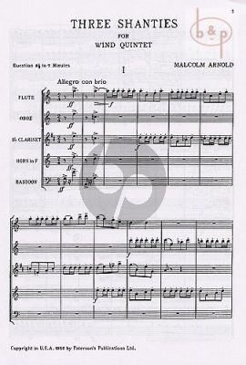 3 Shanties Op.4 for Woodwind Quintet Score