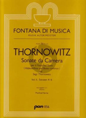 Thornowitz 6 Sonaten da Camera Vol.2 No. 4 - 6 Altblockflote und Bc (Manfred Harras)