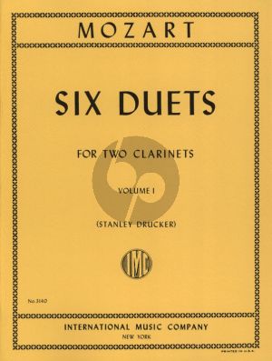 Mozart 6 Duets Vol.1 for 2 Clarinets (Edited by Stanley Drucker)