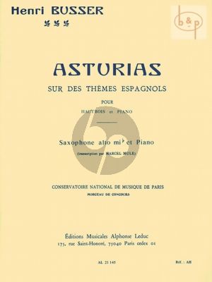 Asturias sur des themes Espagnols Op.84 Saxophone Alto et Piano