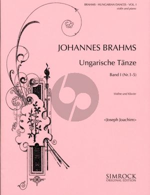 Brahms Hungarian Dances Vol.1 No.1-5 for Violin abd Piano (Edited by Joseph Joachim)