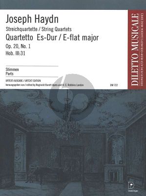 Haydn Streichquartet Es-dur Opus 20 No. 1 Hob.III:31 Stimmen (Herausgebers R. Barrett-Ayres und H.C. Robbins Landon)