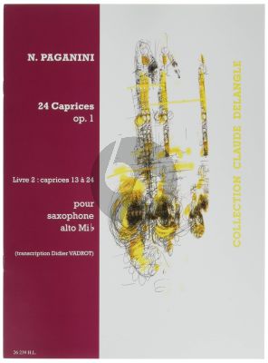Paganini 24 Caprices Op.1 Vol.2 Alto Saxophone (No.13 - 24) (transcr. Vadrot)