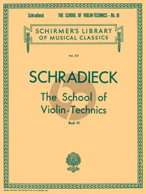 Schradieck School of Violin Technics Vol. 3